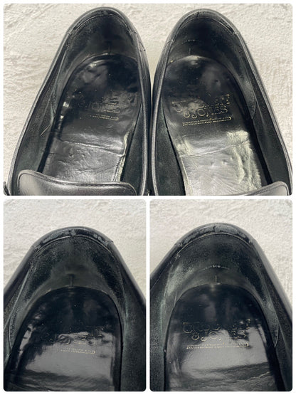 Crockett &amp; Jones Sydney-style penny loafers with a pointed toe and city sole, black, size UK 8.5 (approx. 27cm) [W3445]