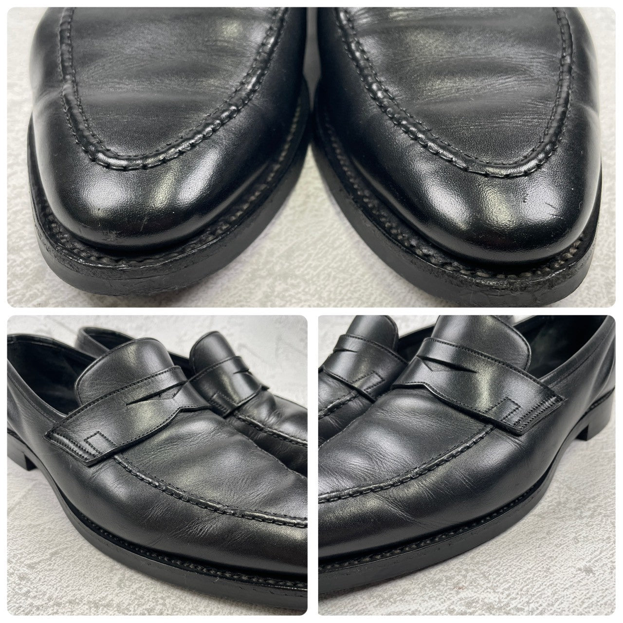 Crockett &amp; Jones Sydney-style penny loafers with a pointed toe and city sole, black, size UK 8.5 (approx. 27cm) [W3445]