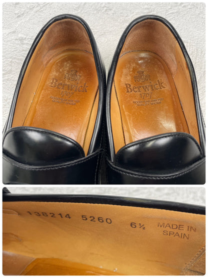[Good Condition] Berwick1707 5260 ROVIBK Coin Loafers, Half Saddle, Gumlite Sole, Black, UK 6.5 / 26cm [W3446]