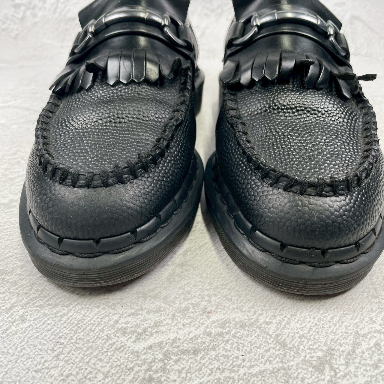 Embossed Dr. Martens ADRIAN SNAFFLE Quilted Bit Loafers in Black, Size UK7 (equivalent to 26.0cm) [W3448]