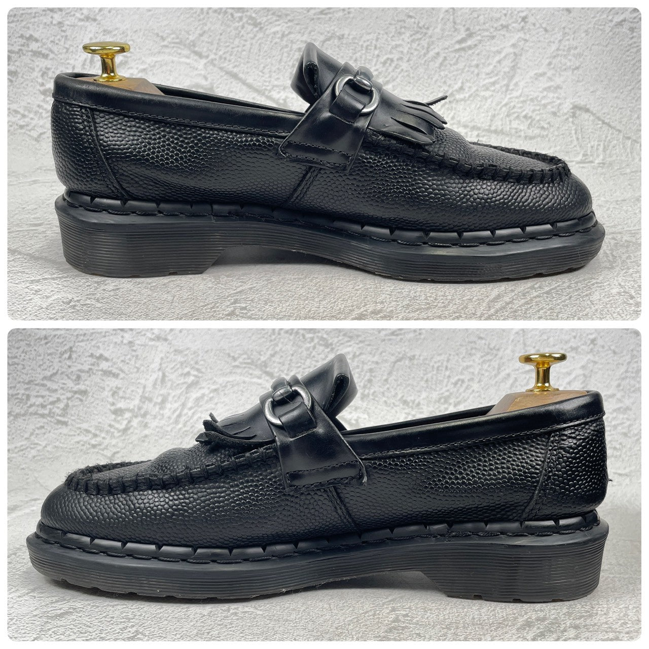 Embossed Dr. Martens ADRIAN SNAFFLE Quilted Bit Loafers in Black, Size UK7 (equivalent to 26.0cm) [W3448]