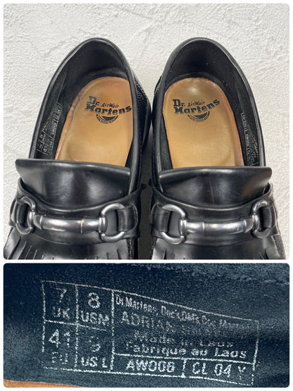 Embossed Dr. Martens ADRIAN SNAFFLE Quilted Bit Loafers in Black, Size UK7 (equivalent to 26.0cm) [W3448]