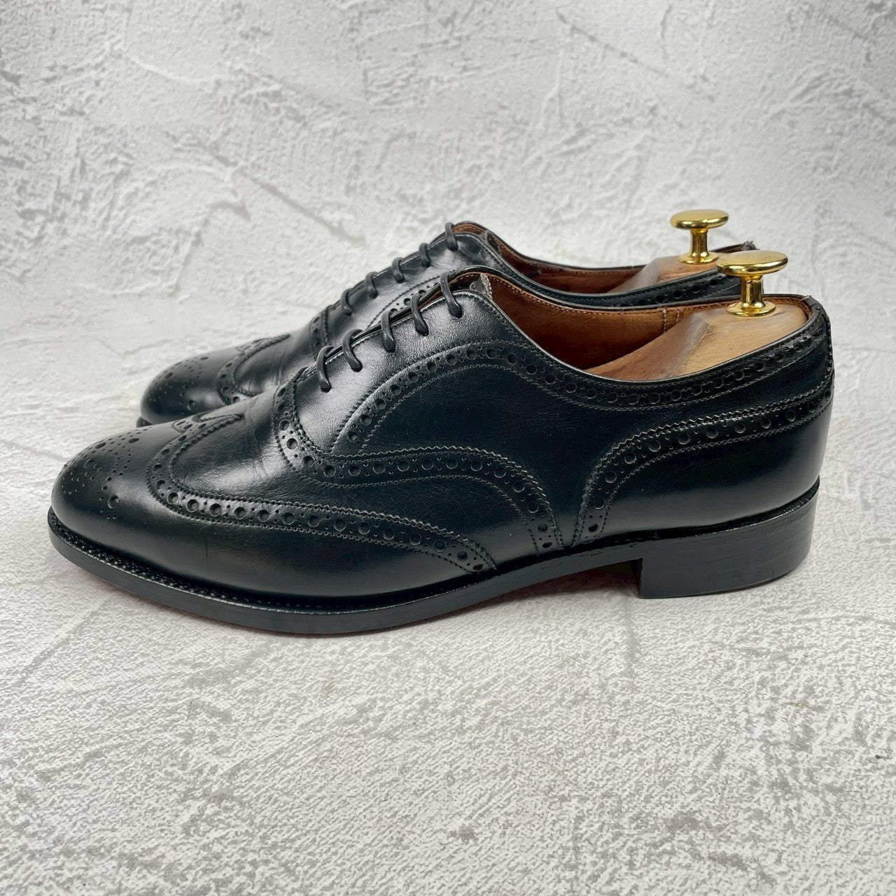 [Small Size] Church's Burwood Wing Full Brogue Boots with Inner Wings, Black, UK5 / 23.5-24cm [W3449]