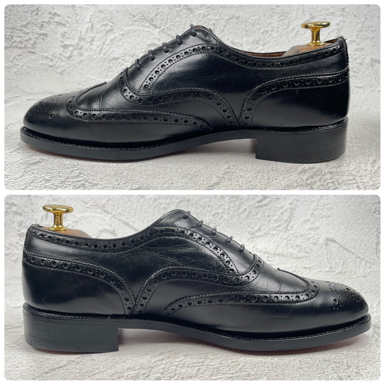 [Small Size] Church's Burwood Wing Full Brogue Boots with Inner Wings, Black, UK5 / 23.5-24cm [W3449]