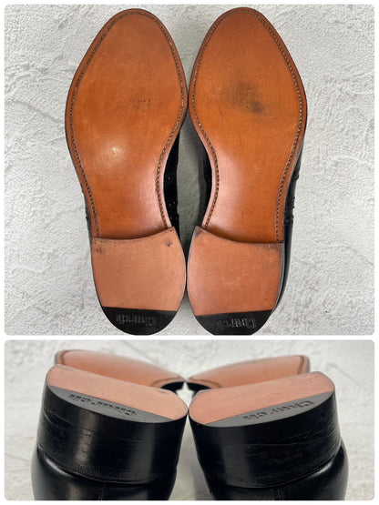 [Small Size] Church's Burwood Wing Full Brogue Boots with Inner Wings, Black, UK5 / 23.5-24cm [W3449]