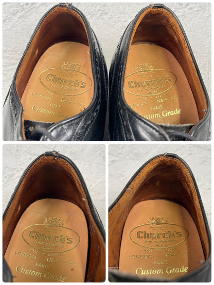 [Small Size] Church's Burwood Wing Full Brogue Boots with Inner Wings, Black, UK5 / 23.5-24cm [W3449]