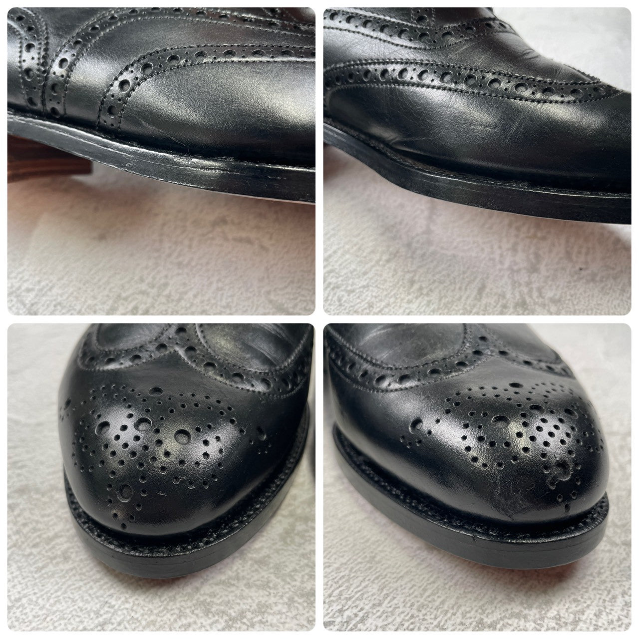 [Small Size] Church's Burwood Wing Full Brogue Boots with Inner Wings, Black, UK5 / 23.5-24cm [W3449]