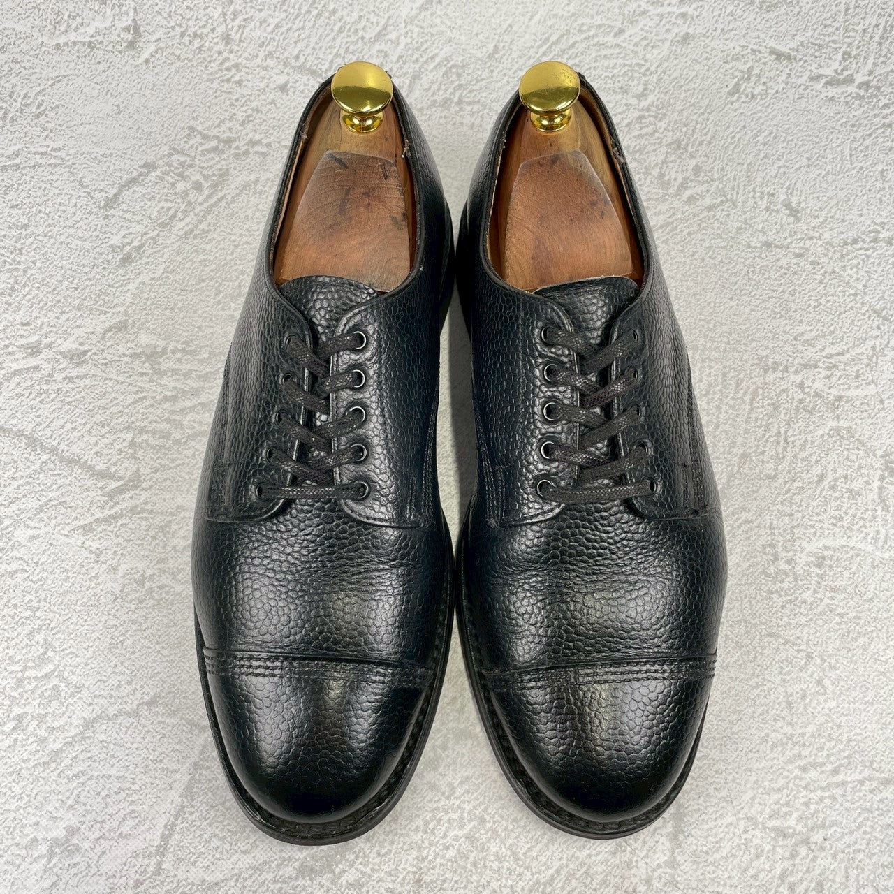 Good Condition SANDERS 1128B Military Derby Shoes, Straight, Wingtip, Grained Leather, Black, UK6 / Size 25.0-25.5cm [W3451]