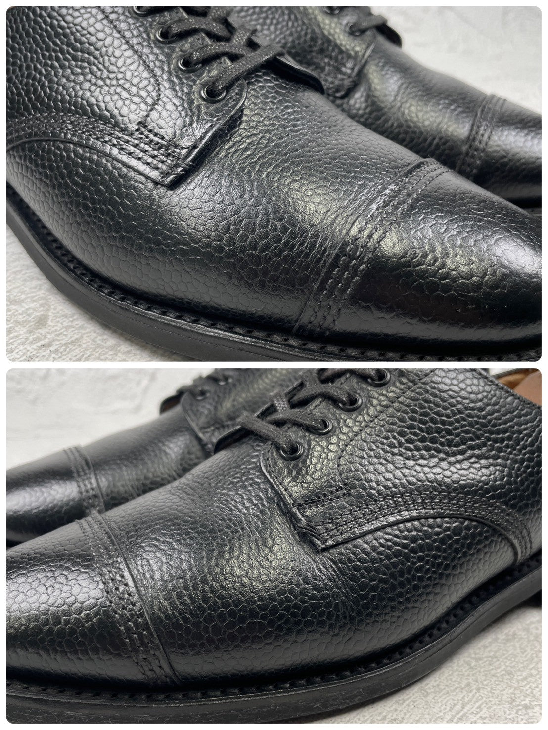 Good Condition SANDERS 1128B Military Derby Shoes, Straight, Wingtip, Grained Leather, Black, UK6 / Size 25.0-25.5cm [W3451]