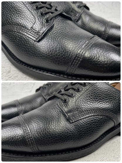 Good Condition SANDERS 1128B Military Derby Shoes, Straight, Wingtip, Grained Leather, Black, UK6 / Size 25.0-25.5cm [W3451]