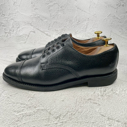 Good Condition SANDERS 1128B Military Derby Shoes, Straight, Wingtip, Grained Leather, Black, UK6 / Size 25.0-25.5cm [W3451]