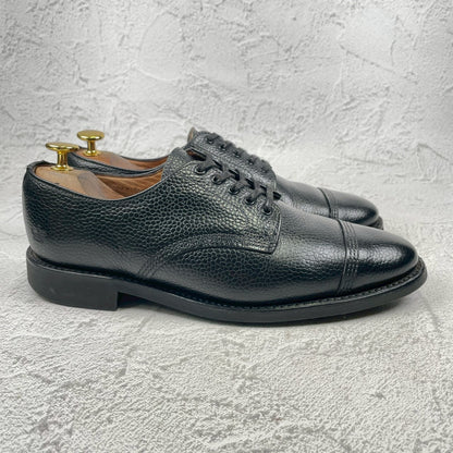 Good Condition SANDERS 1128B Military Derby Shoes, Straight, Wingtip, Grained Leather, Black, UK6 / Size 25.0-25.5cm [W3451]