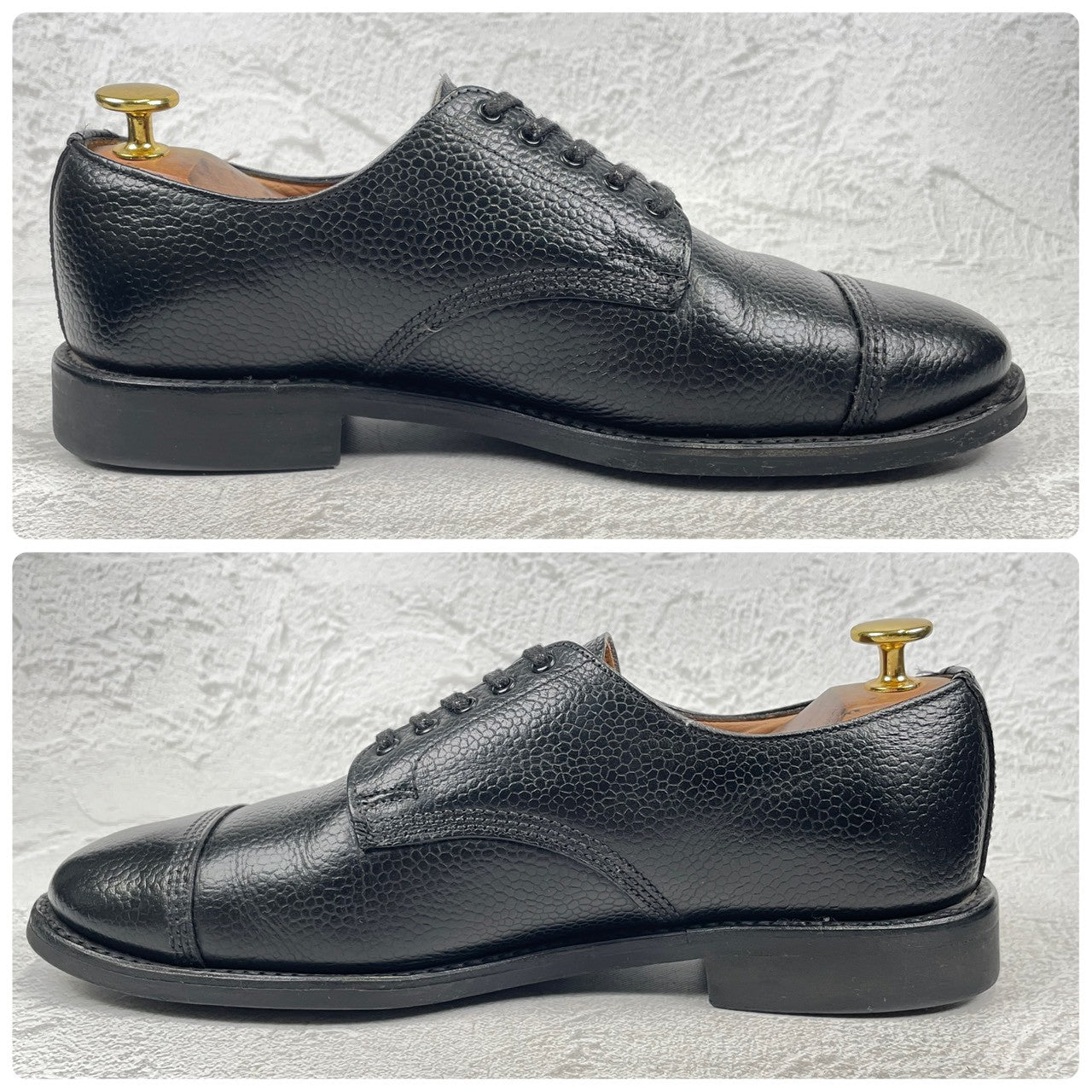 Good Condition SANDERS 1128B Military Derby Shoes, Straight, Wingtip, Grained Leather, Black, UK6 / Size 25.0-25.5cm [W3451]