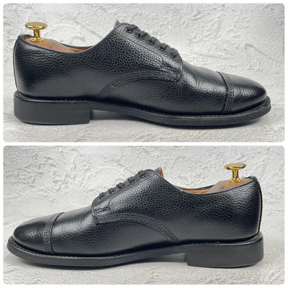 Good Condition SANDERS 1128B Military Derby Shoes, Straight, Wingtip, Grained Leather, Black, UK6 / Size 25.0-25.5cm [W3451]