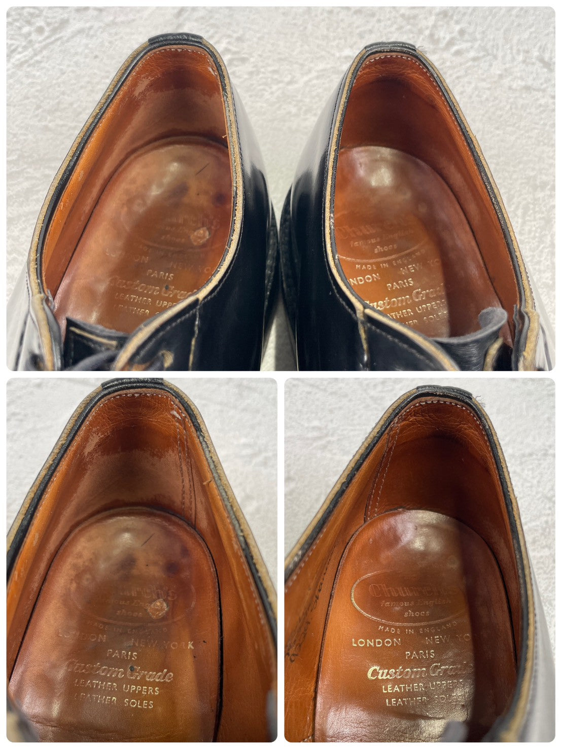 Church's Shannon Polished Binder Calfskin Boots, Plain with Wingtip, Black, UK 6.5 / 25cm [W3454]