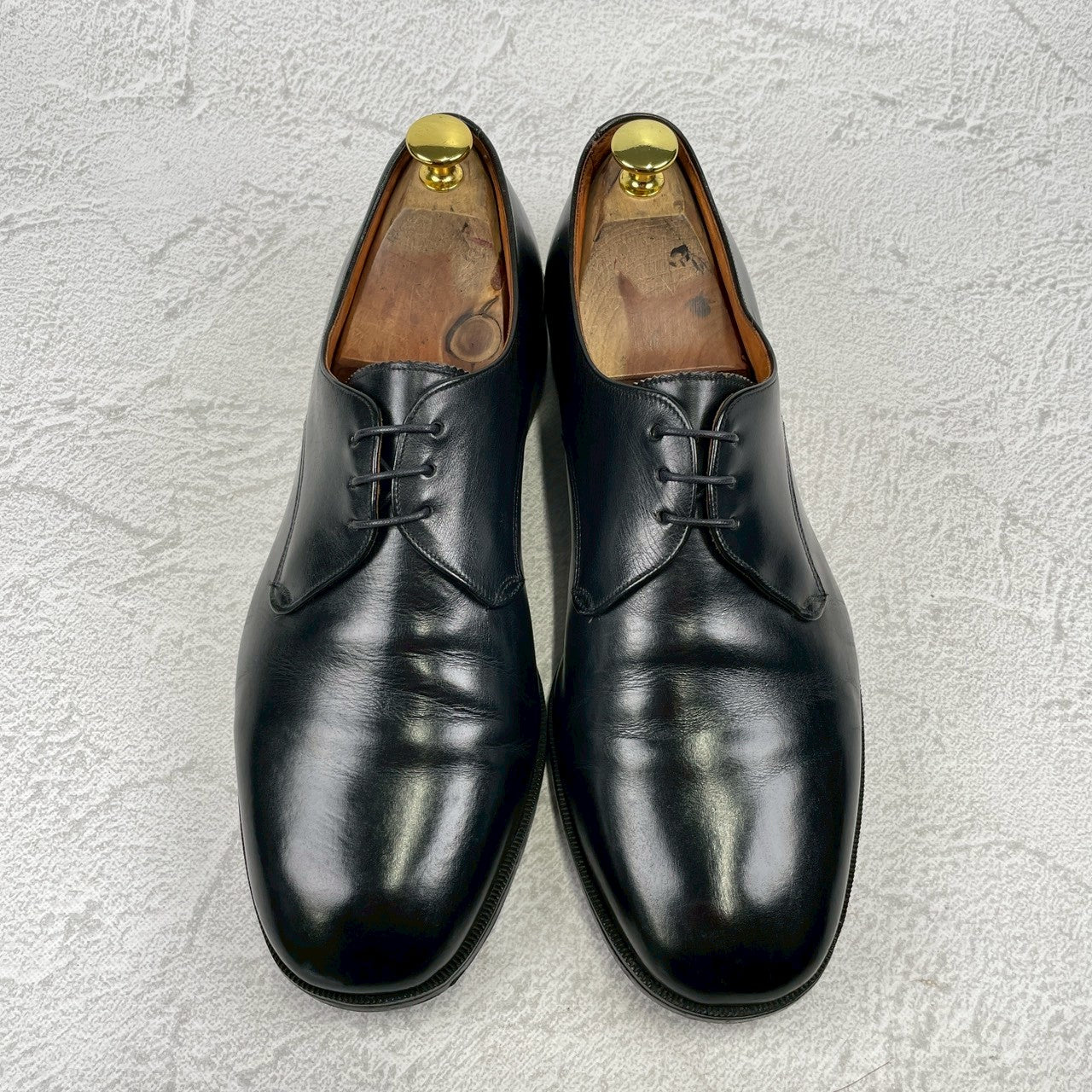 [1970s] Tricker's Plain Toe Boots, Wingtip, Old Logo, Black, UK Size 9-6 (equivalent to 27.5cm) [W3455]