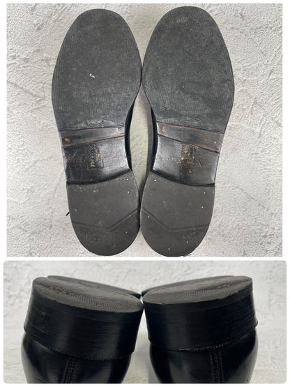 [1970s] Tricker's Plain Toe Boots, Wingtip, Old Logo, Black, UK Size 9-6 (equivalent to 27.5cm) [W3455]