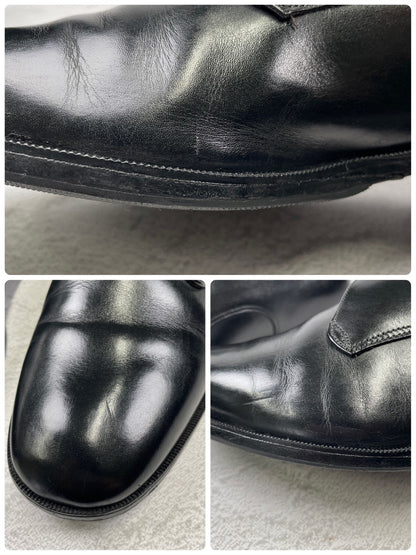 [1970s] Tricker's Plain Toe Boots, Wingtip, Old Logo, Black, UK Size 9-6 (equivalent to 27.5cm) [W3455]