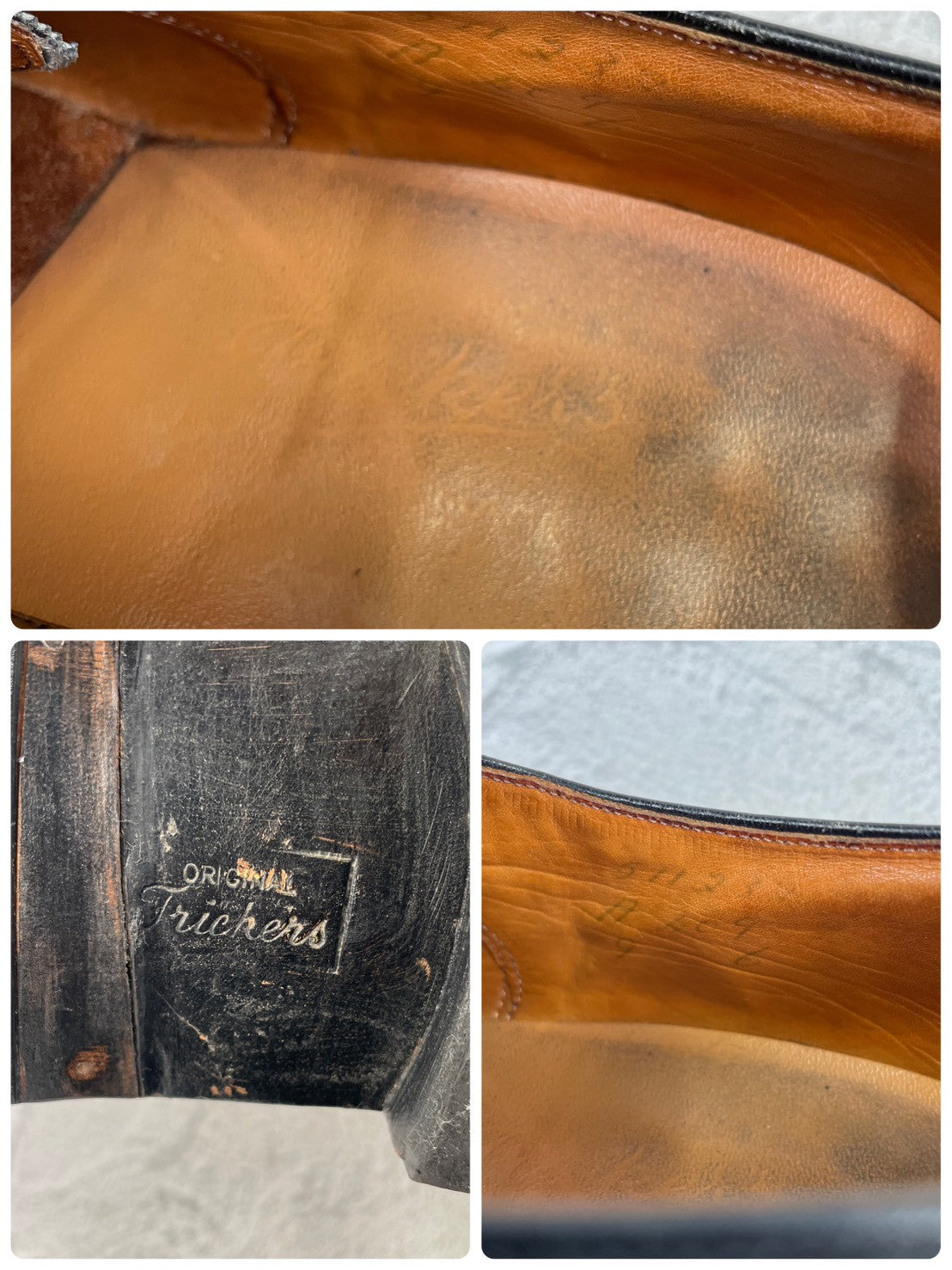 [1970s] Tricker's Plain Toe Boots, Wingtip, Old Logo, Black, UK Size 9-6 (equivalent to 27.5cm) [W3455]