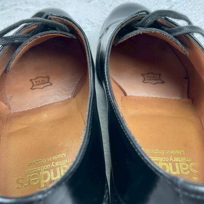 Excellent condition SANDERS 1384 Officer Shoes, plain with an open lacing and Dainite sole, black, UK size 7.5 (26.5-27.0cm) [W3456]