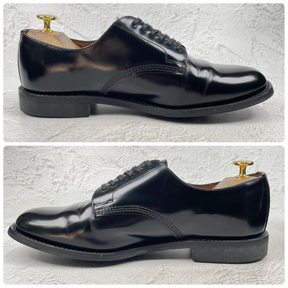Excellent condition SANDERS 1384 Officer Shoes, plain with an open lacing and Dainite sole, black, UK size 7.5 (26.5-27.0cm) [W3456]