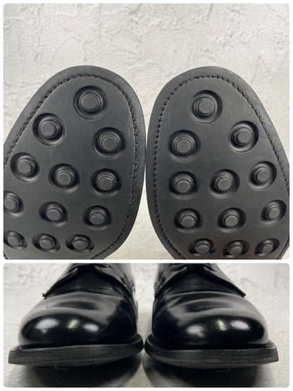 Excellent condition SANDERS 1384 Officer Shoes, plain with an open lacing and Dainite sole, black, UK size 7.5 (26.5-27.0cm) [W3456]