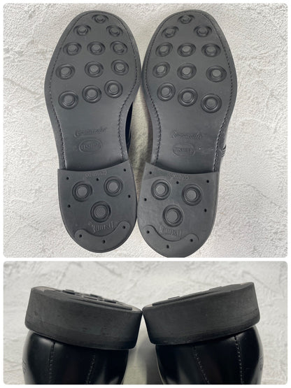 Excellent condition SANDERS 1384 Officer Shoes, plain with an open lacing and Dainite sole, black, UK size 7.5 (26.5-27.0cm) [W3456]