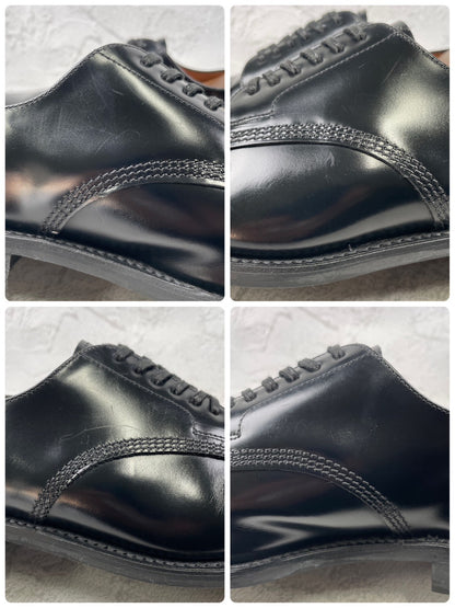 Excellent condition SANDERS 1384 Officer Shoes, plain with an open lacing and Dainite sole, black, UK size 7.5 (26.5-27.0cm) [W3456]