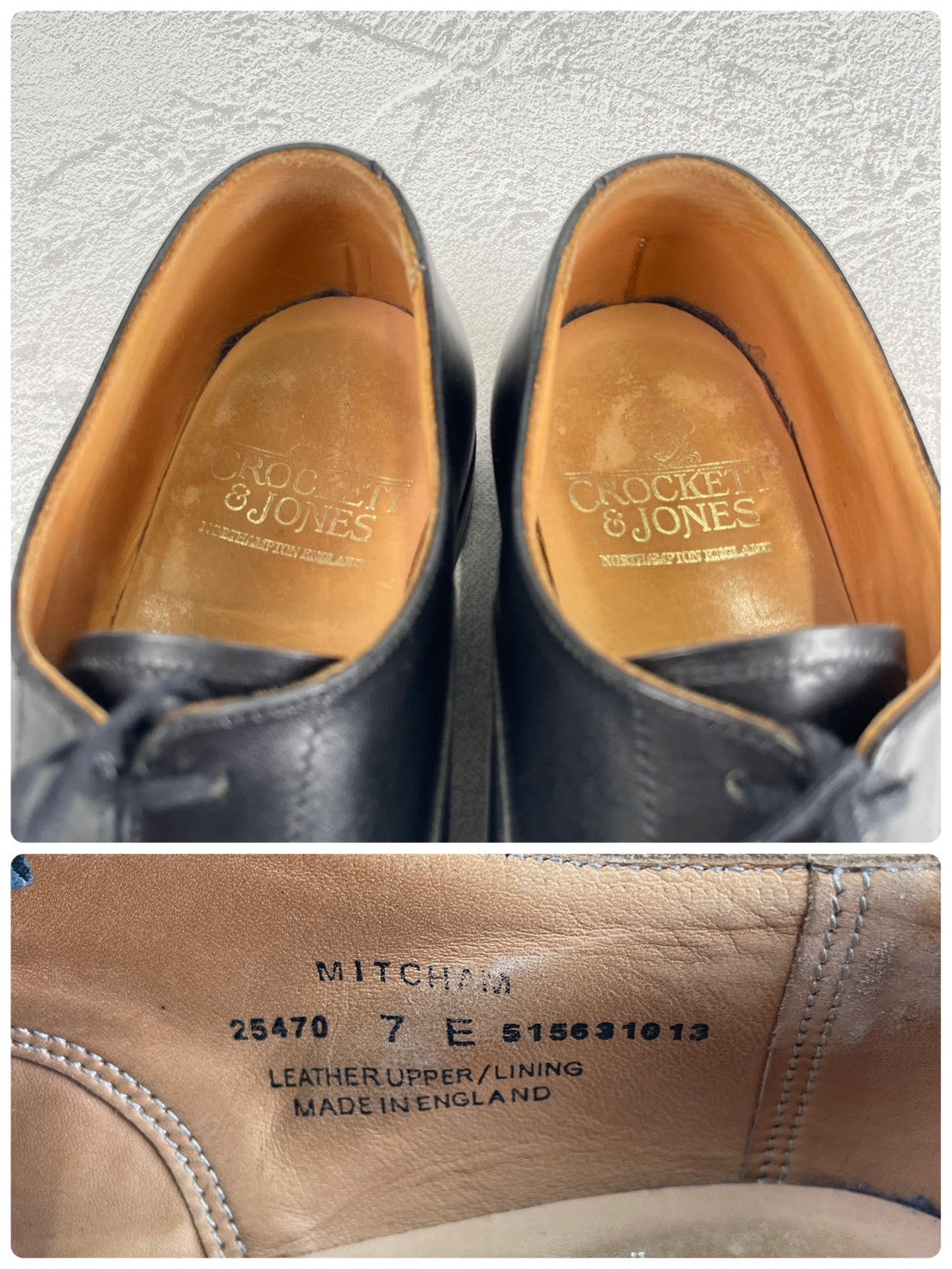 [Lift replaced] Crockett &amp; Jones MITCHAM Straight Wingtip Boots, Black, UK7 / 25.5cm [W3453]