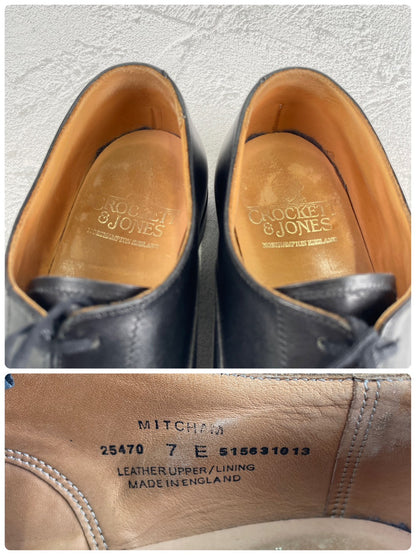 [Lift replaced] Crockett &amp; Jones MITCHAM Straight Wingtip Boots, Black, UK7 / 25.5cm [W3453]