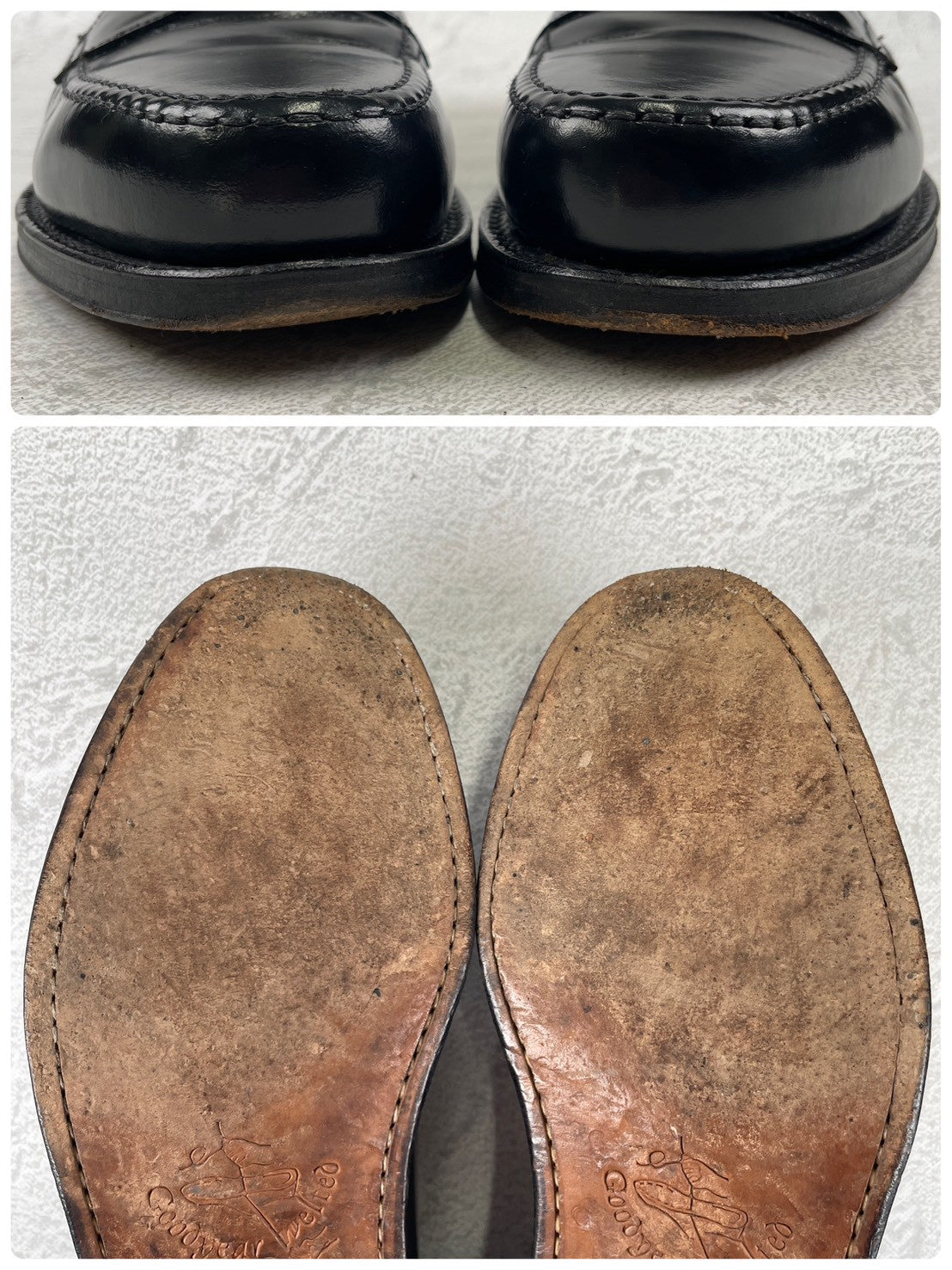 [Saddle Repaired] Jalan Sriwijaya 98324 Penny Loafers, Half Saddle, Black, UK 7.5 / 26cm [W3459]