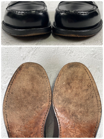 [Saddle Repaired] Jalan Sriwijaya 98324 Penny Loafers, Half Saddle, Black, UK 7.5 / 26cm [W3459]