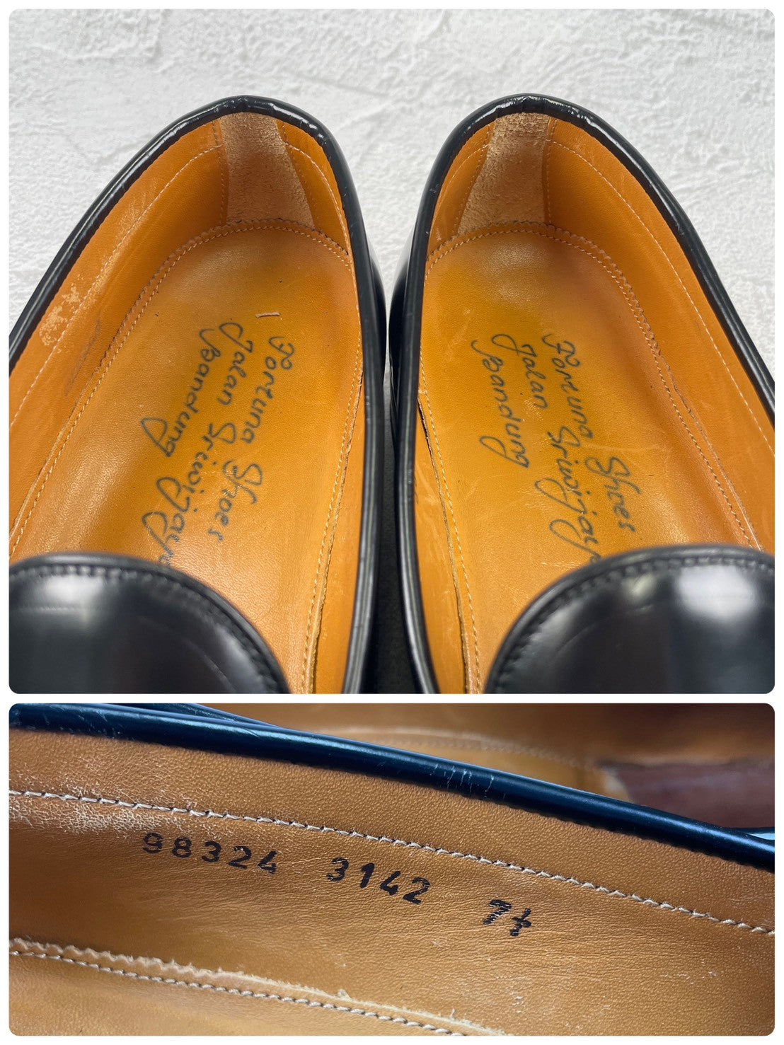 [Saddle Repaired] Jalan Sriwijaya 98324 Penny Loafers, Half Saddle, Black, UK 7.5 / 26cm [W3459]
