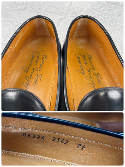 [Saddle Repaired] Jalan Sriwijaya 98324 Penny Loafers, Half Saddle, Black, UK 7.5 / 26cm [W3459]