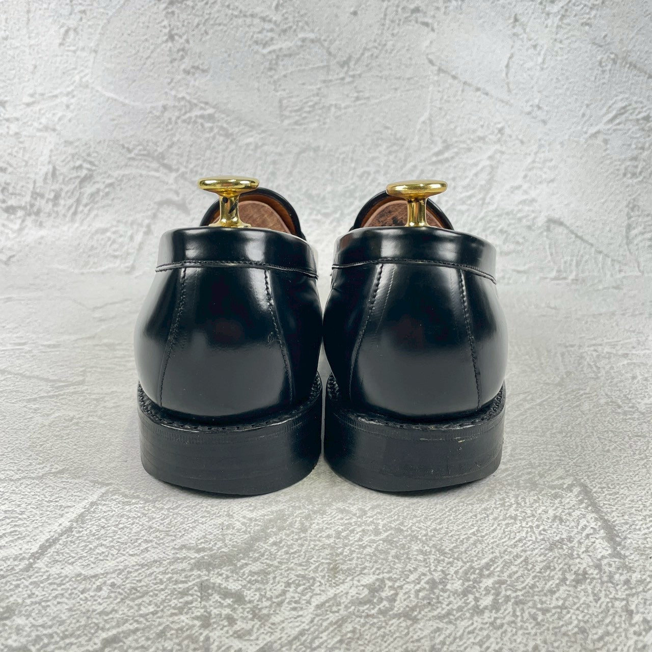 [Saddle Repaired] Jalan Sriwijaya 98324 Penny Loafers, Half Saddle, Black, UK 7.5 / 26cm [W3459]