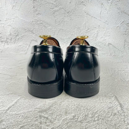 [Saddle Repaired] Jalan Sriwijaya 98324 Penny Loafers, Half Saddle, Black, UK 7.5 / 26cm [W3459]