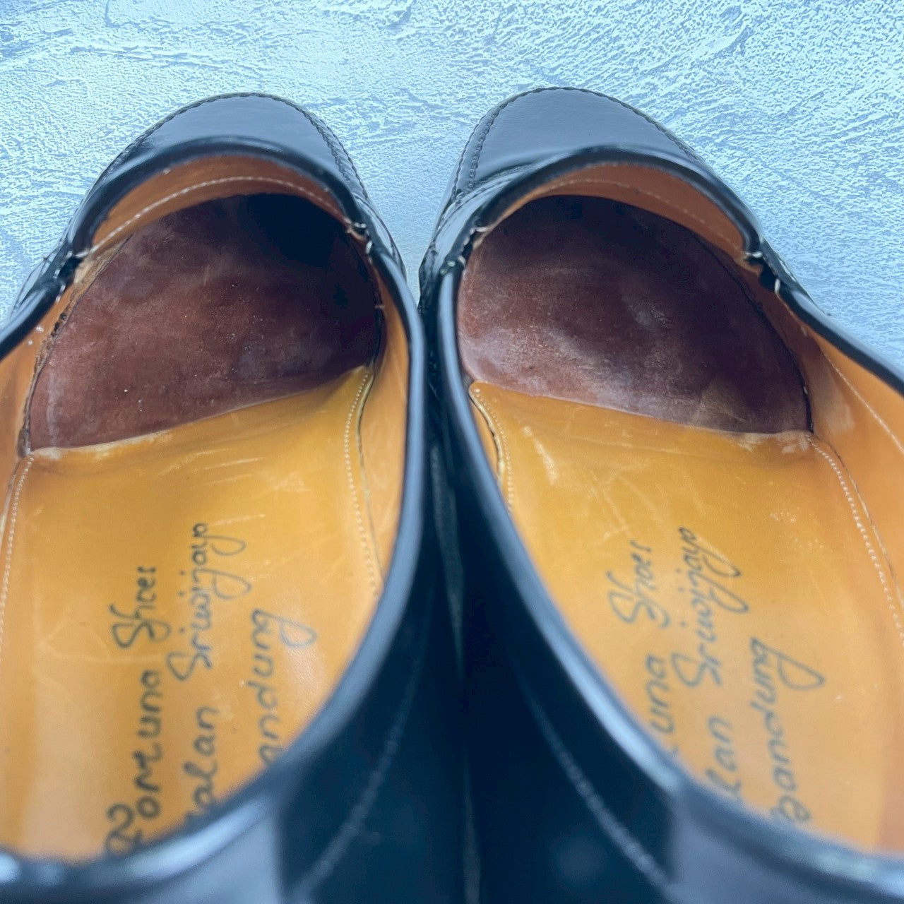 [Saddle Repaired] Jalan Sriwijaya 98324 Penny Loafers, Half Saddle, Black, UK 7.5 / 26cm [W3459]