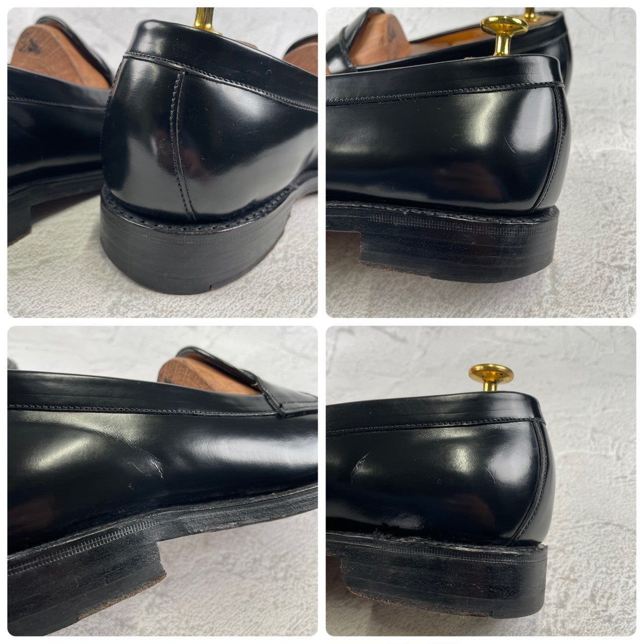 [Saddle Repaired] Jalan Sriwijaya 98324 Penny Loafers, Half Saddle, Black, UK 7.5 / 26cm [W3459]