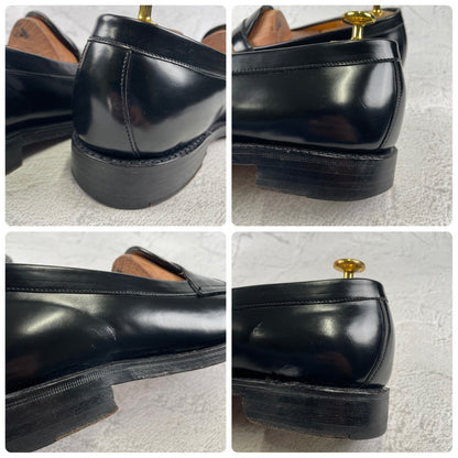 [Saddle Repaired] Jalan Sriwijaya 98324 Penny Loafers, Half Saddle, Black, UK 7.5 / 26cm [W3459]