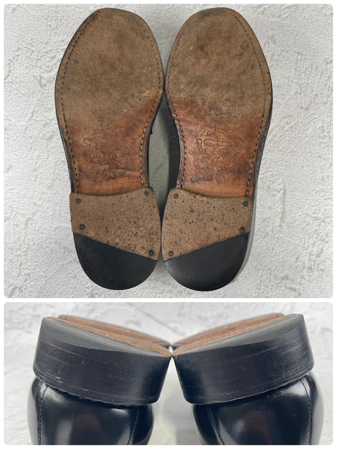 [Saddle Repaired] Jalan Sriwijaya 98324 Penny Loafers, Half Saddle, Black, UK 7.5 / 26cm [W3459]