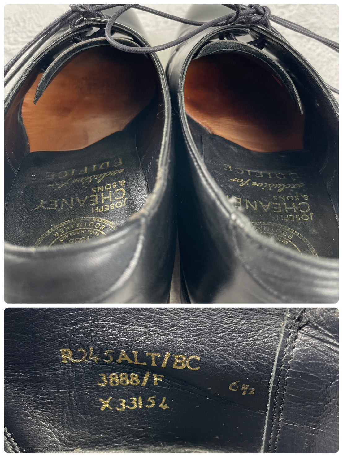 JOSEPH CHEANEY &amp; SONS Joseph Cheaney EDIFICE Exclusive Plain Wingtip Boots with 3 Eyelets, Lap Stitching, Hidden Channel, Black, UK 6.5 / 25cm [W3464]