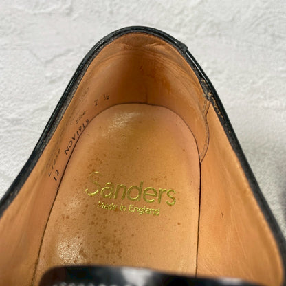 SANDERS 8686 patent leather plain lacing 4-eye leather sole black UK 7.5 / size 26.5-27cm [W3465]