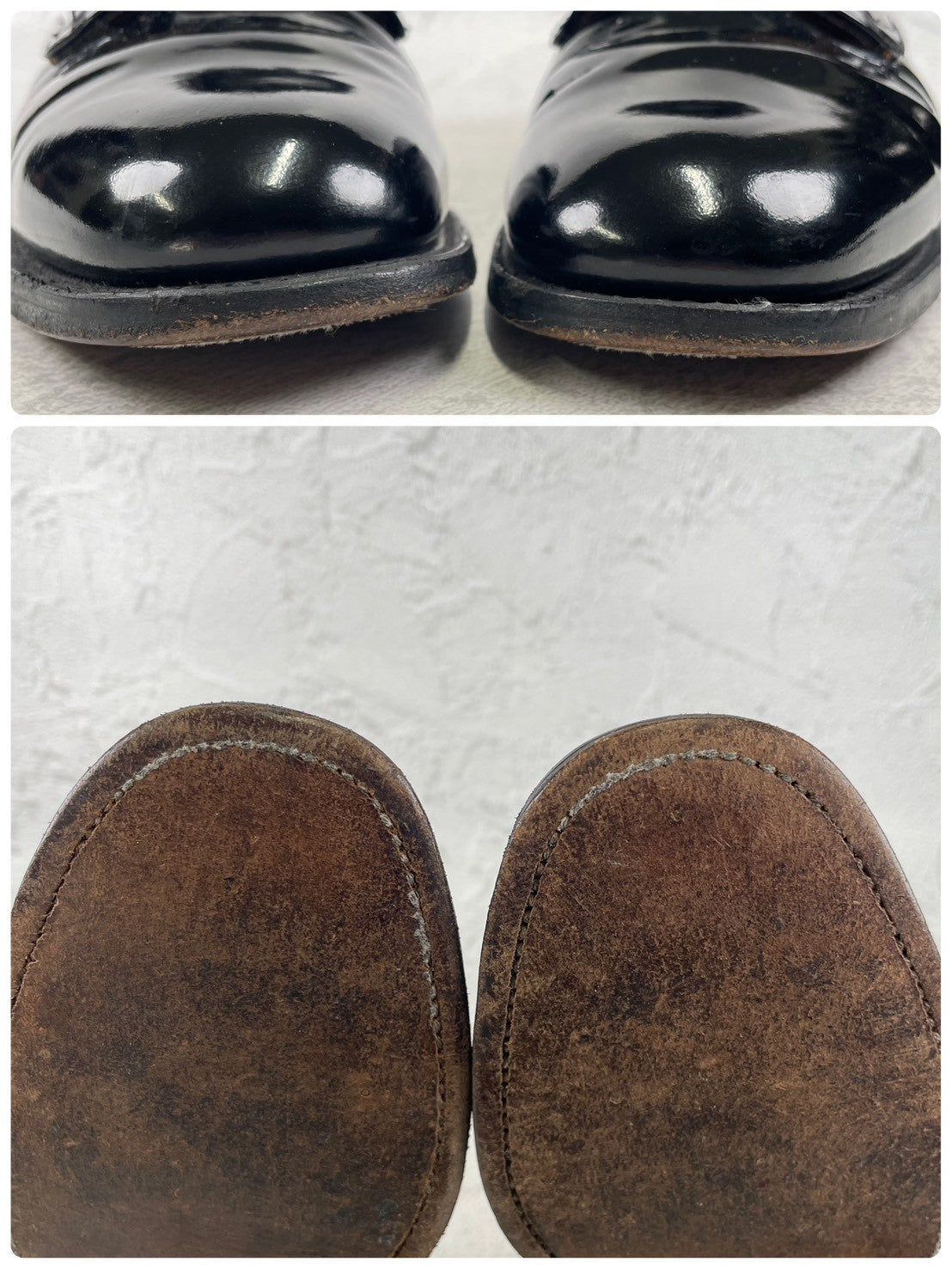 SANDERS 8686 patent leather plain lacing 4-eye leather sole black UK 7.5 / size 26.5-27cm [W3465]