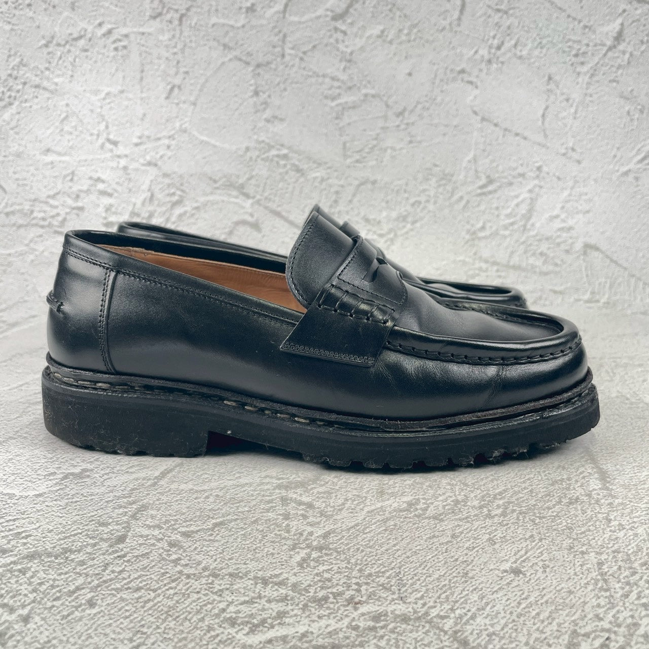 【極美品】Berwick 1707 バーウィック 5293 コインローファー ビブラムガムライト 黒 ブラック UK5.5 / 24.5cm【W3470】