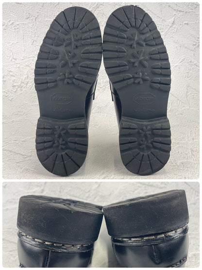 【極美品】Berwick 1707 バーウィック 5293 コインローファー ビブラムガムライト 黒 ブラック UK5.5 / 24.5cm【W3470】