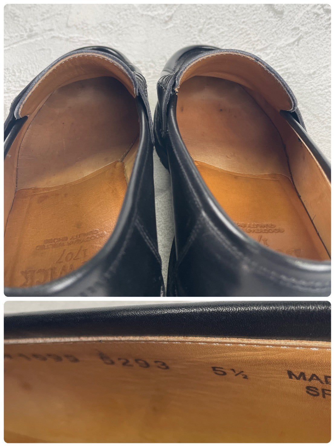 【極美品】Berwick 1707 バーウィック 5293 コインローファー ビブラムガムライト 黒 ブラック UK5.5 / 24.5cm【W3470】