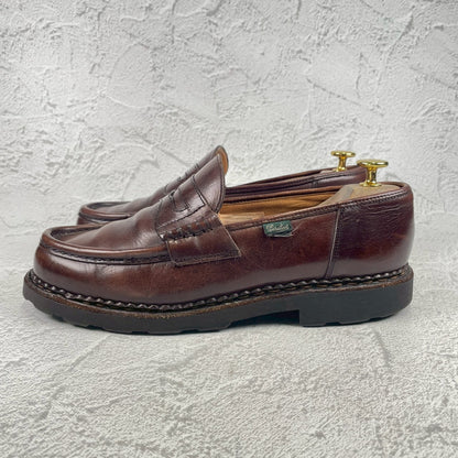 【良品】PARABOOT パラブーツ REIMS ランス コインローファー 茶 ブラウン UK8 / 26.5cm【W3472】