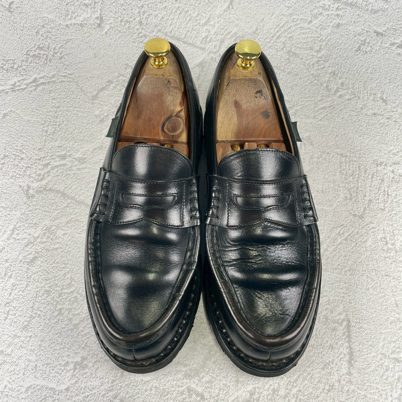 【良品】PARABOOT パラブーツ REIMS ランス コインローファー 黒 ブラック UK7 / 25.5cm【W3473】