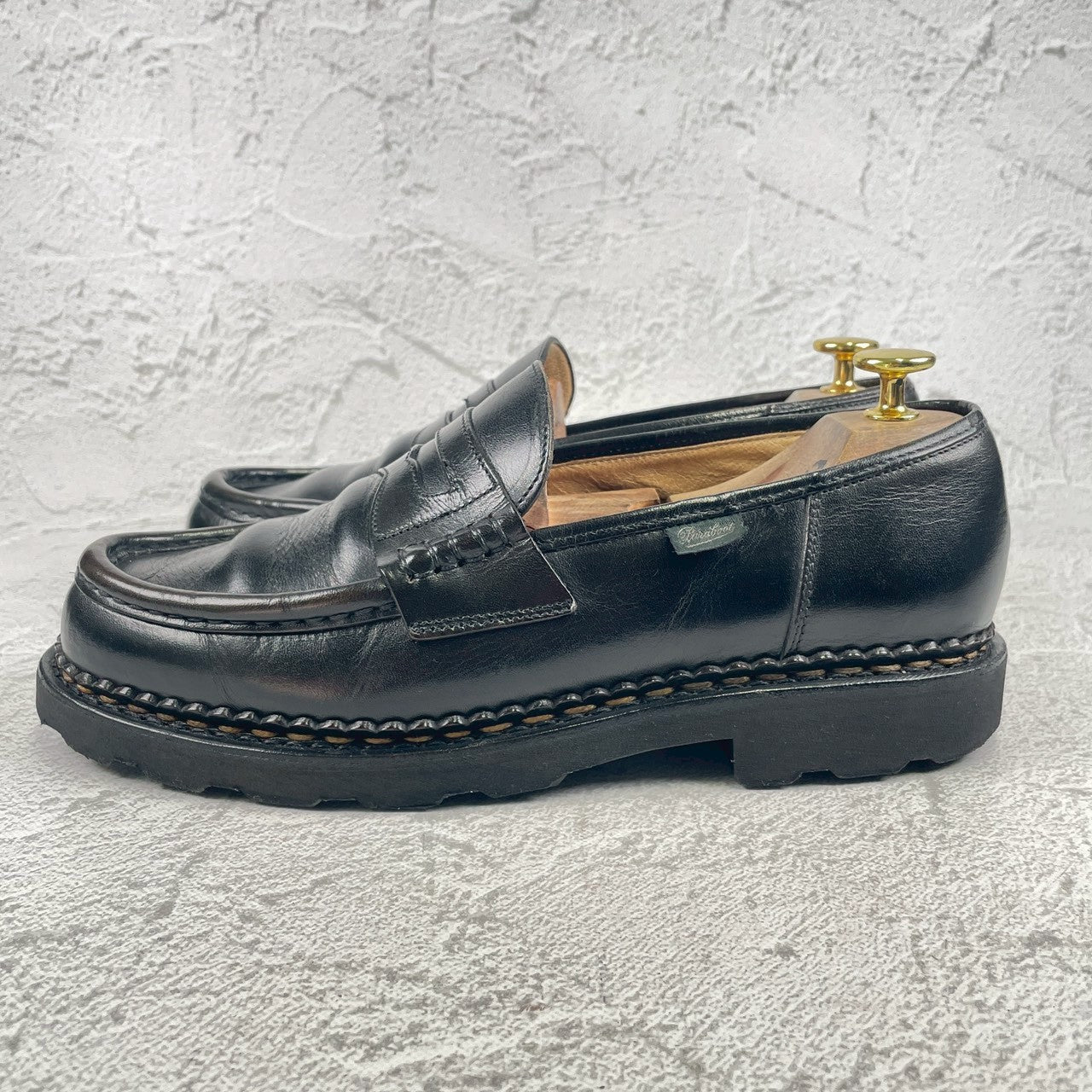 【良品】PARABOOT パラブーツ REIMS ランス コインローファー 黒 ブラック UK7 / 25.5cm【W3473】