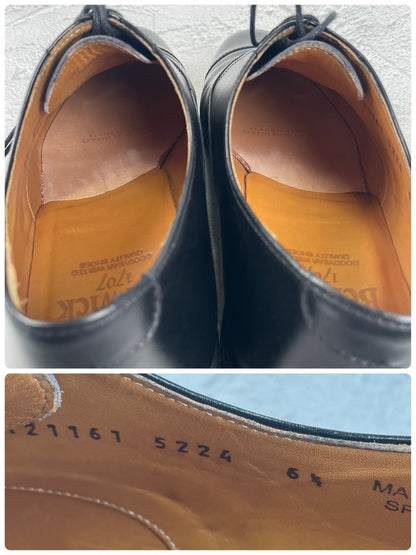 【極美品】Berwick 1707 バーウィック 5224 ストレートチップ 内羽根 ヴィブラムガムライトソール 黒 ブラック UK6.5 / 25.5cm【W3475】